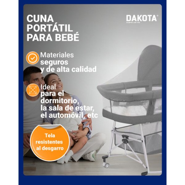 Cuna Mecedora Desmontable Dakota Mosquitero Multifunción Color Gris - Imagen 3
