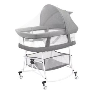 Cuna Mecedora Desmontable Dakota Mosquitero Multifunción Color Gris