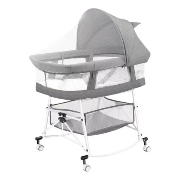 Cuna Mecedora Desmontable Dakota Mosquitero Multifunción Color Gris