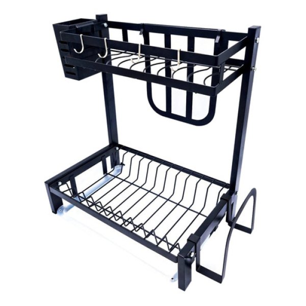 Escurridor Seca Platos Ep20 Dakota Acero 2 Niveles Cocina Color Negro Mate