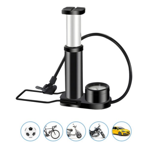 Inflador De Pie Bicicleta Moto Manómetro Dakota Trasportable  160 Psi Color Negro - Imagen 2